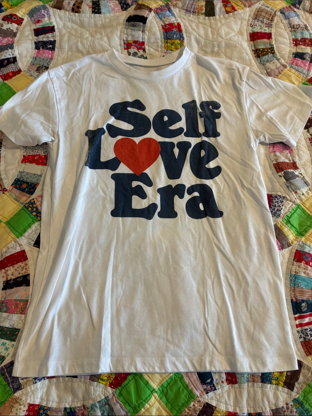 Grayson Threads Self Love Era Graphic Tee - White with Navy & Red Heart small